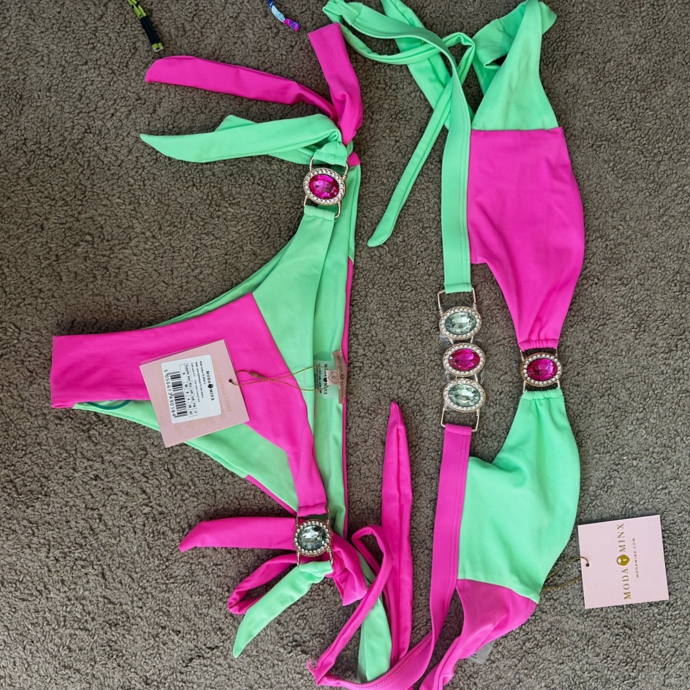 Pink and Green Women's Bikini